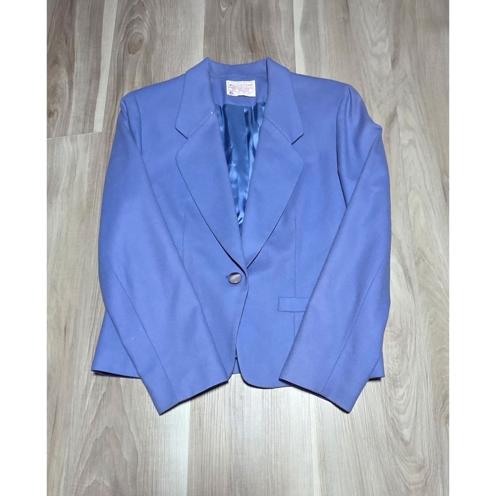 Vintage Pendleton Petite Pure Virgin Wool One-Button Blazer in Periwinkle Blue